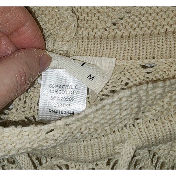 Solai The Label Women Pull On Crochet Pant Beige Sz M boho Beach Wideleg Comfort - Picture 7 of 14